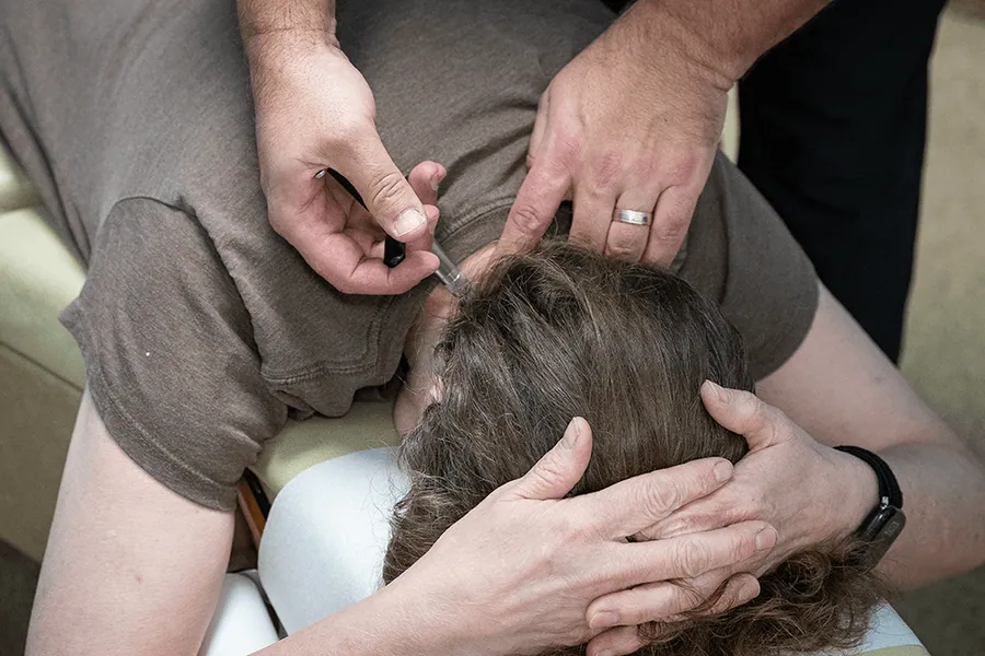 Close-up of a chiropractic neck adjustment